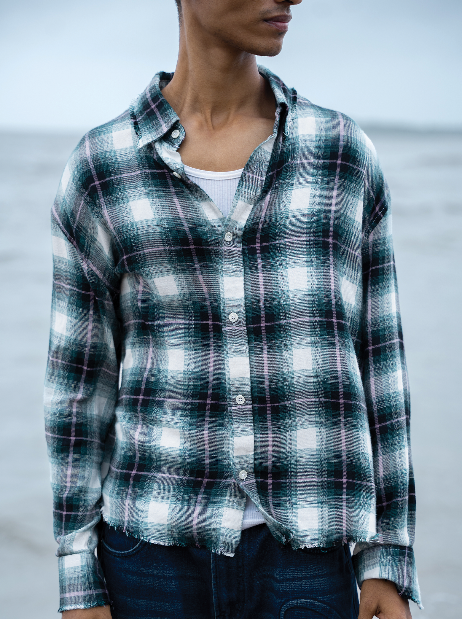 Frayed Flannel Green/White