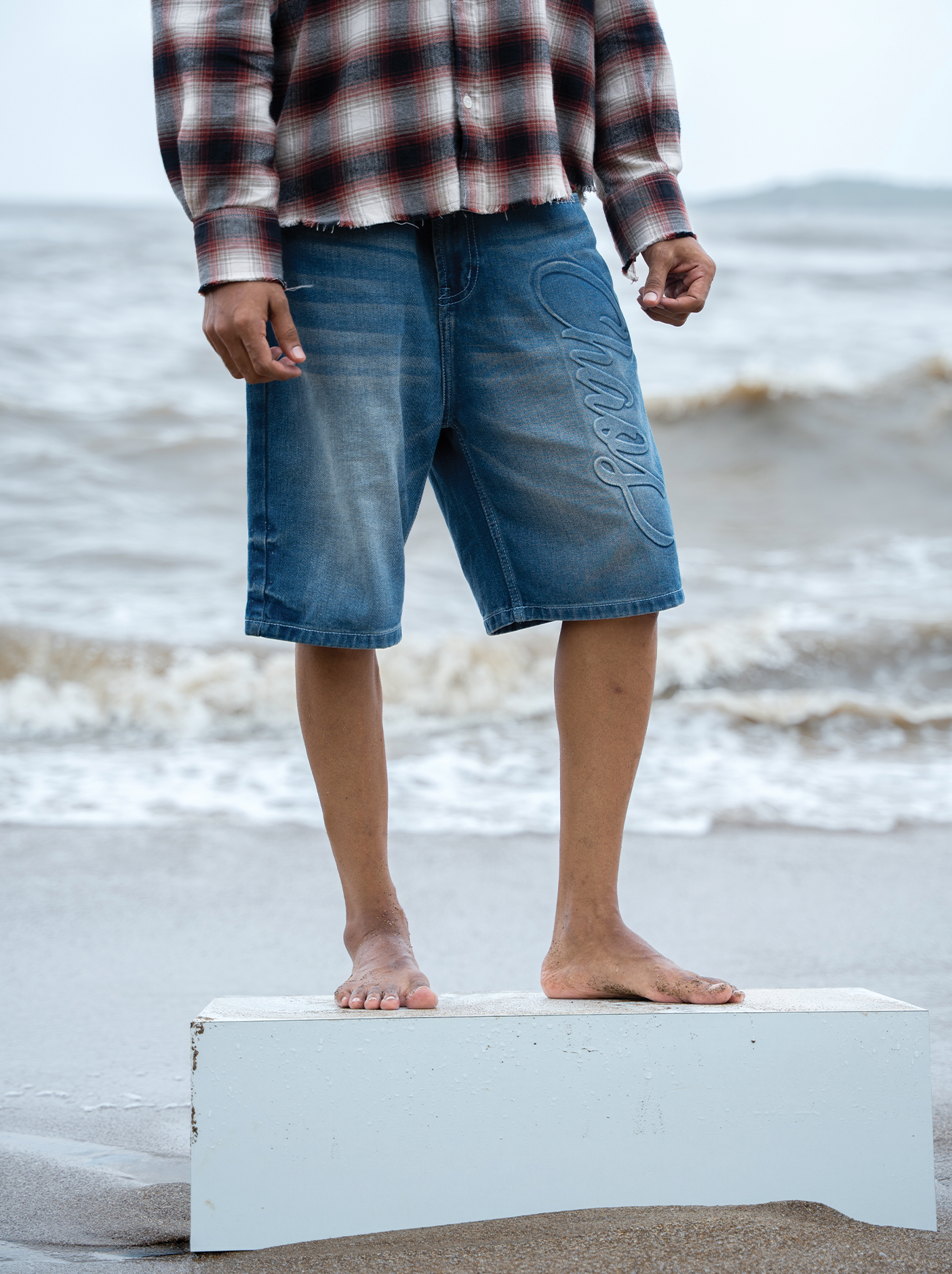 Washed Jorts Light Blue