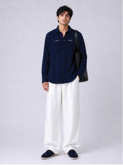 P|C Textured Cotton Shirt Midnight