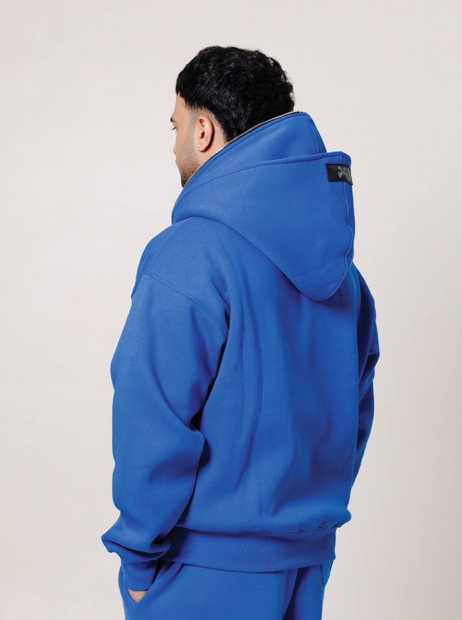 Double Hooded Zipper- Royal Blue